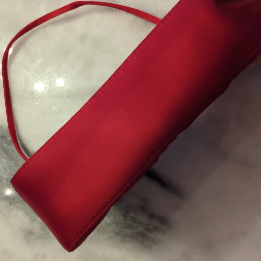 Vintage Valerie Stevens red satin Evening Bag With Jeweled Hardware - Picture 6 of 13